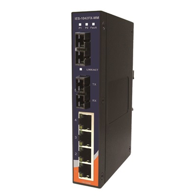 4ポート10/100TX+2ポート100FX イーサネットスイッチ:IES-1042FXシリーズ