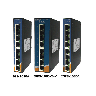 8×10/100/1000Base-T ギガビットイーサネットスイッチ: IGS-1080A/IGPS-1080-24V/IGPS-1080A