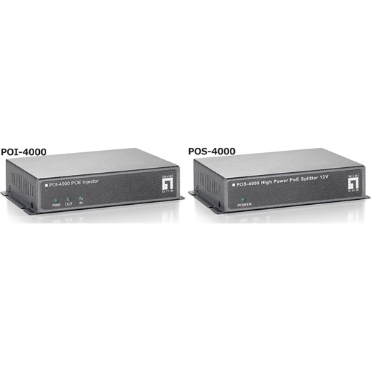 ハイパワーPoE(Power over Ethernet)スプリッタ&インジェクタ :POS-4000&POI-4000