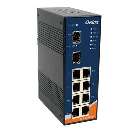 8×10/100BASE-TX+2×100BASE-FX/1000BASE-X SFP:IES-3082GP
