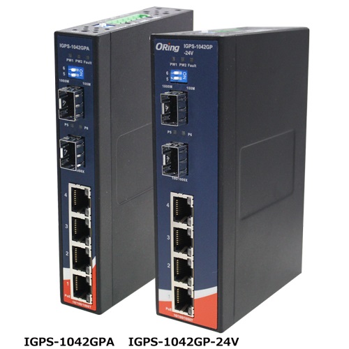 4×10/100/1000Base-T P.S.E. 、2×100/1000Base-X(SFP)ギガビットイーサネットスイッチ:IGPS-1042GPxシリーズ